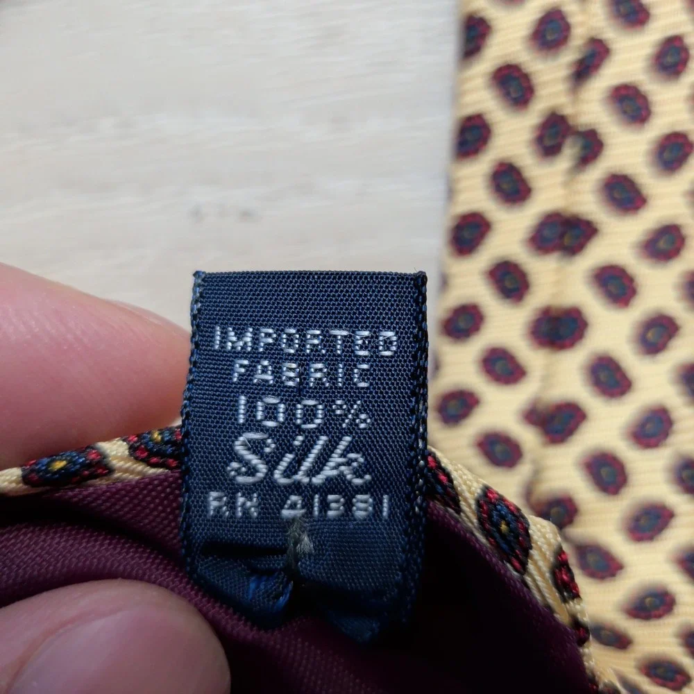 Vintage‎ Polo Ralph Lauren Neiman Marcus Tie Necktie Gold Red Geometric Silk